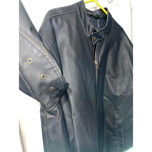 SF/415 PU Faux Leather Cafe Racer Biker Jacket Mens Size XXL black insulated - Picture 4 of 7